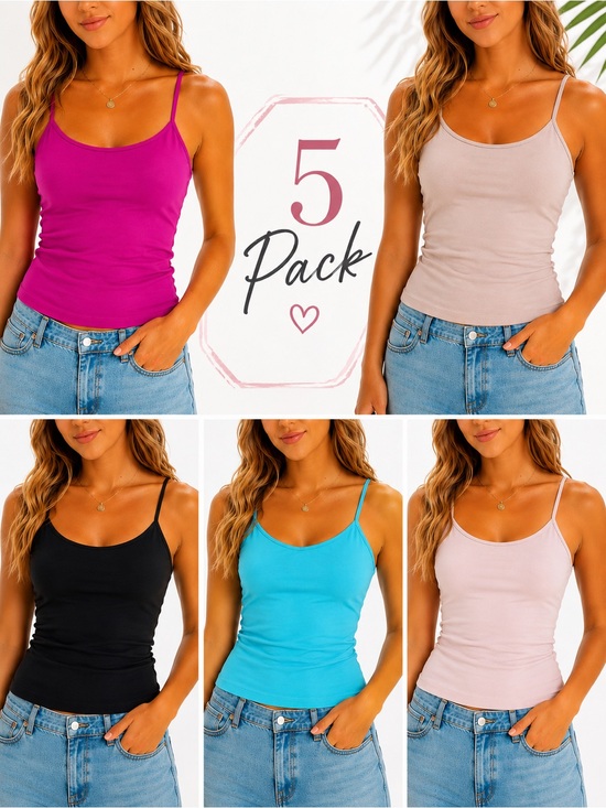 Tops - 5 Pack Women’s Cami Tank Tops Bundle Mixed Brands Sizes XS–M